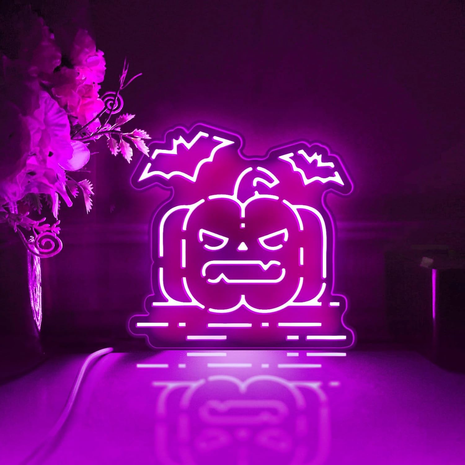 Pumpkin and Bat Led Light Box